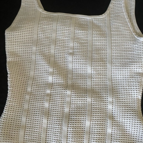 Babaton Sculpt Knit Squareneck White Ribbed Mesh Stotch Coquette Y2K Tank Size M - Picture 3 of 11